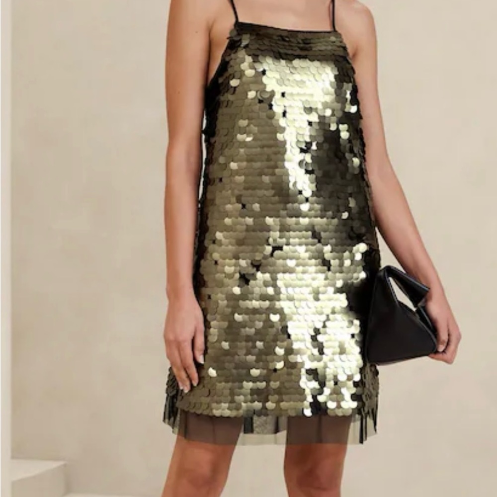 NWT Banana Republic Women’s Gold Sequins Mini Dress, Size S